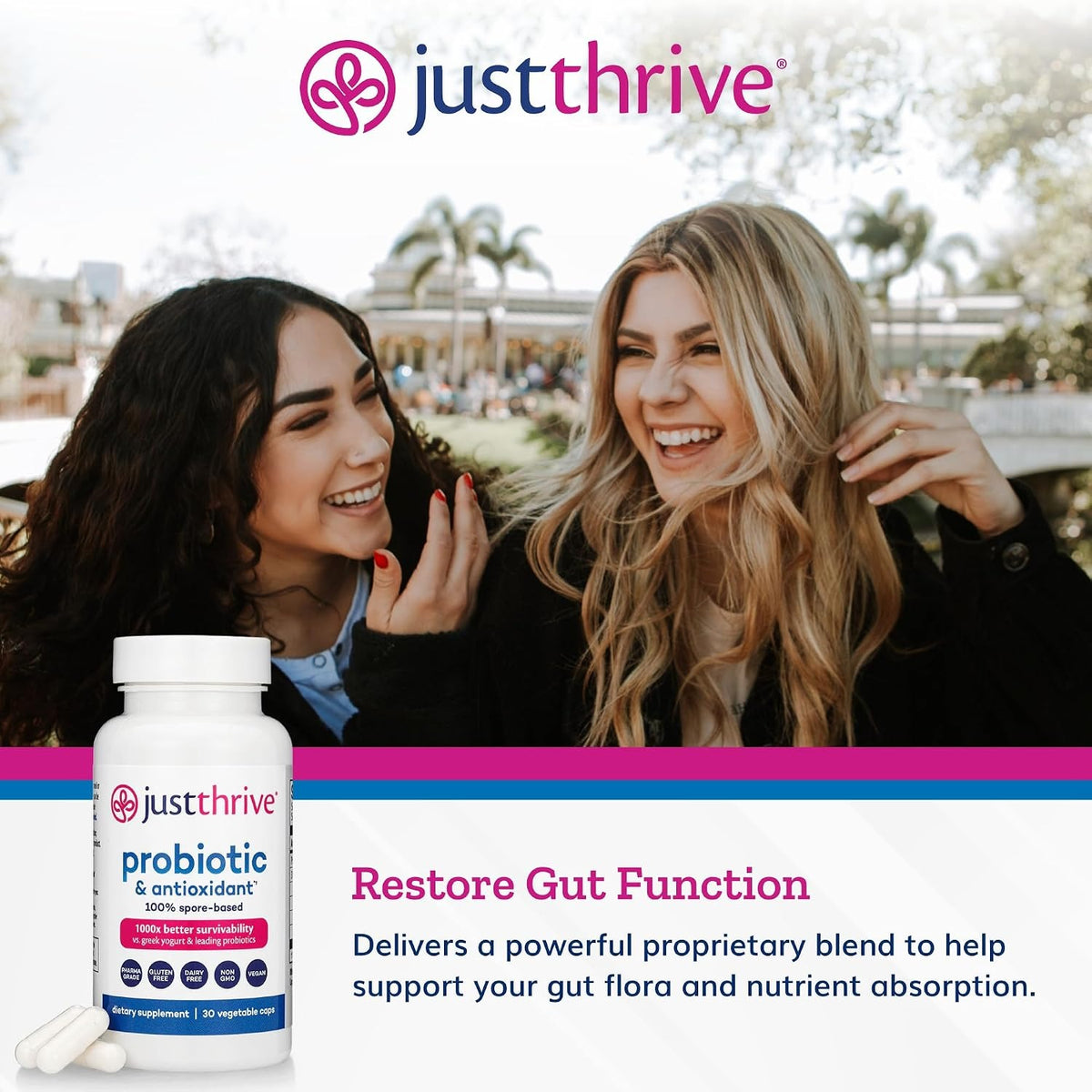 Just Thrive Probiotic & Antioxidant 100% Spore-Based Digestive Support