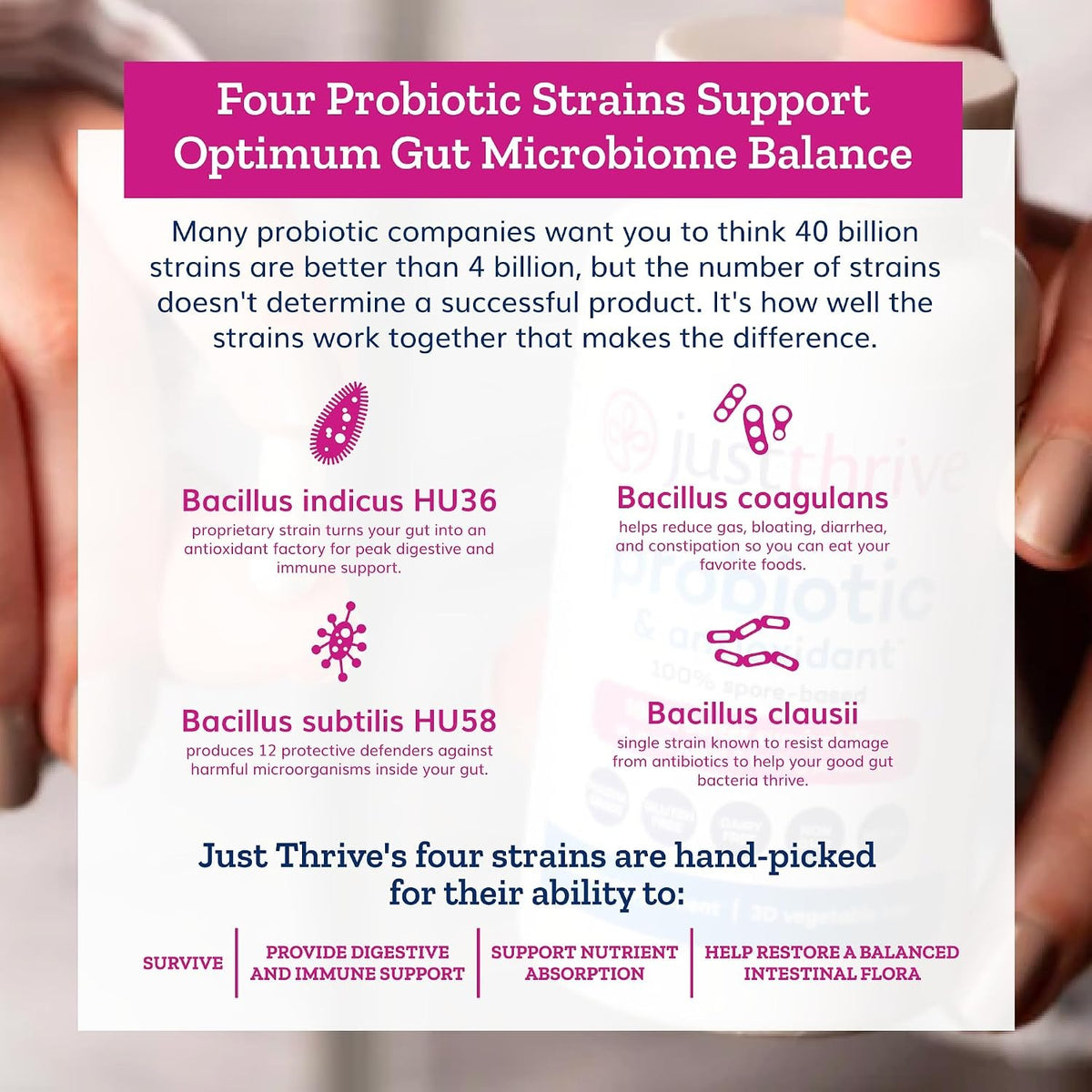 Just Thrive Probiotic & Antioxidant 100% Spore-Based Digestive Support