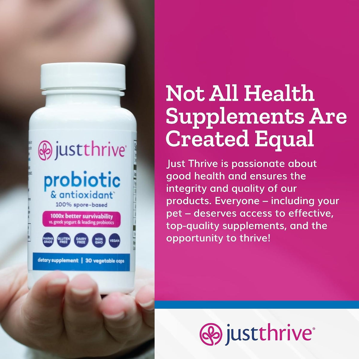 Just Thrive Probiotic & Antioxidant 100% Spore-Based Digestive Support